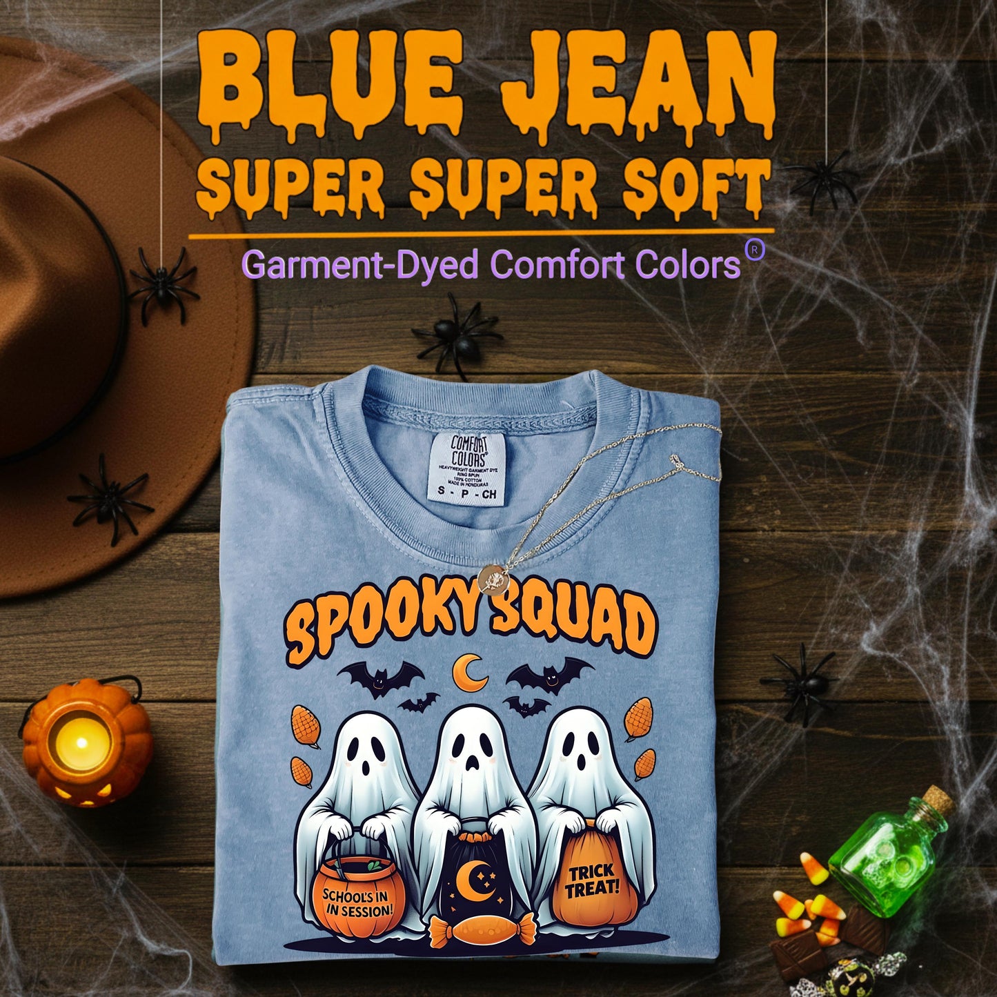 Spooky Squad Ghost T Shirt Cute Kawaii Halloween Graphic Tee Trick Or Treat Unisex Cartoon Costume Pumpkin Skeleton Style Gift For Him Her