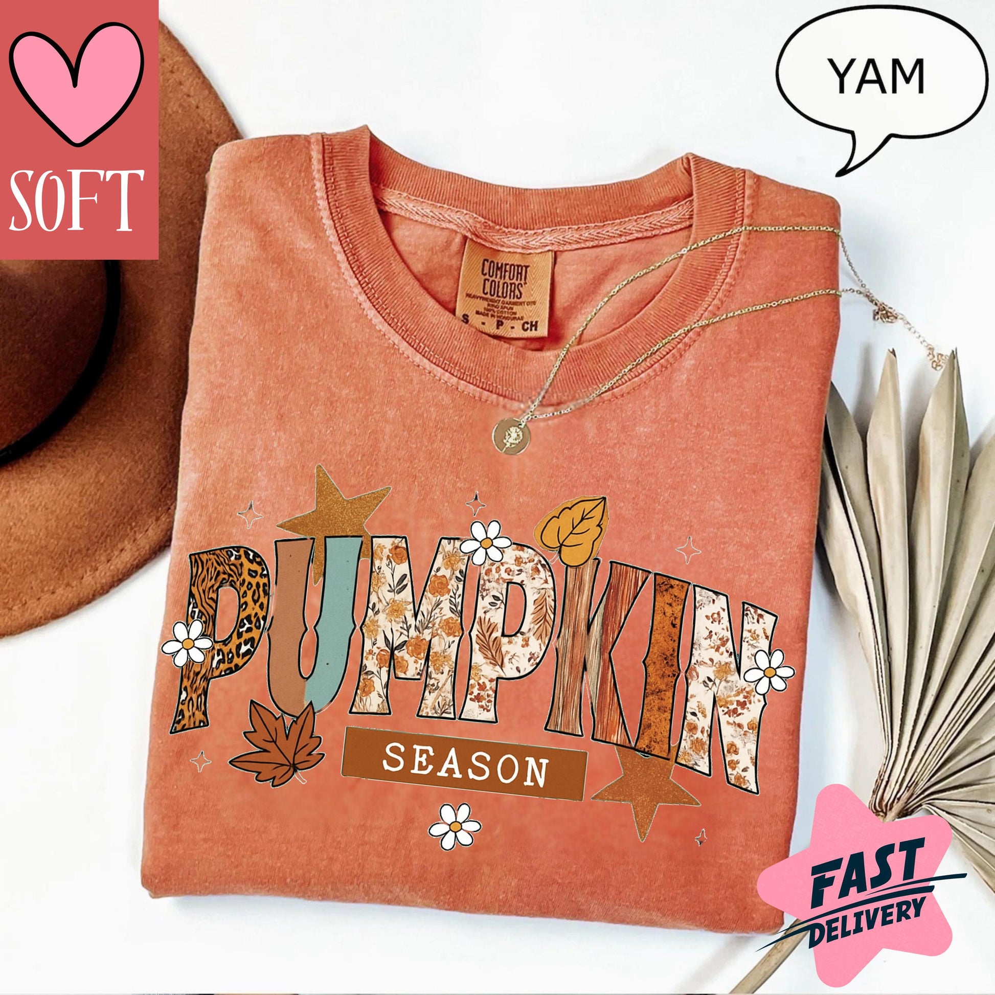 Comfort Colors® Pumpkin Season Shirt Retro Fall Graphic Tee Vintage Autumn Leaves T Shirt Cozy Thanksgiving Outfit For Women And Men