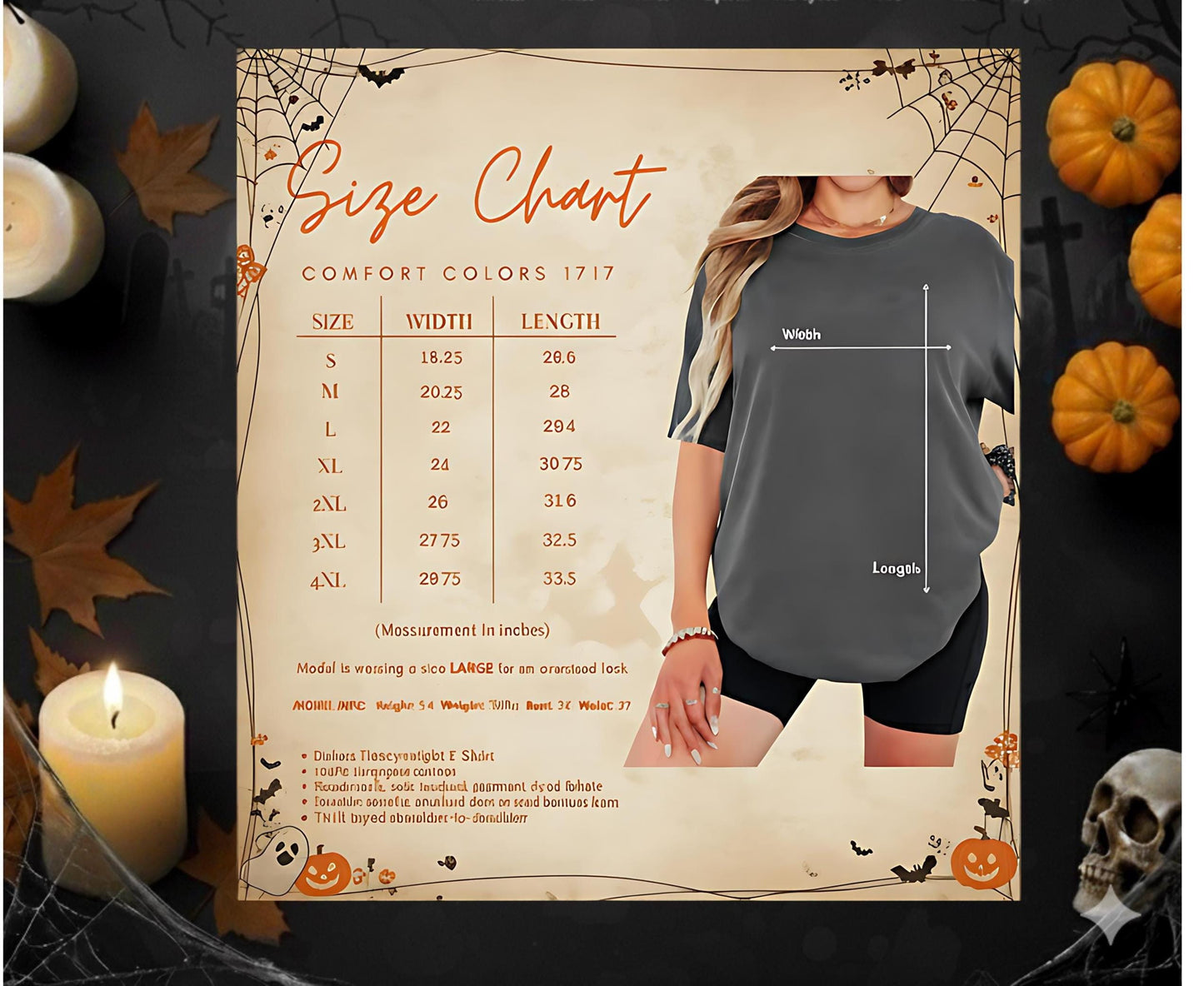 Comfort Colors Halloween TShirt Pumpkin Orange Graphic Tee Spooky Stamps Bat Zombie Witch Haunted House Ghost Cat Potion Skeleton Gift Shirt