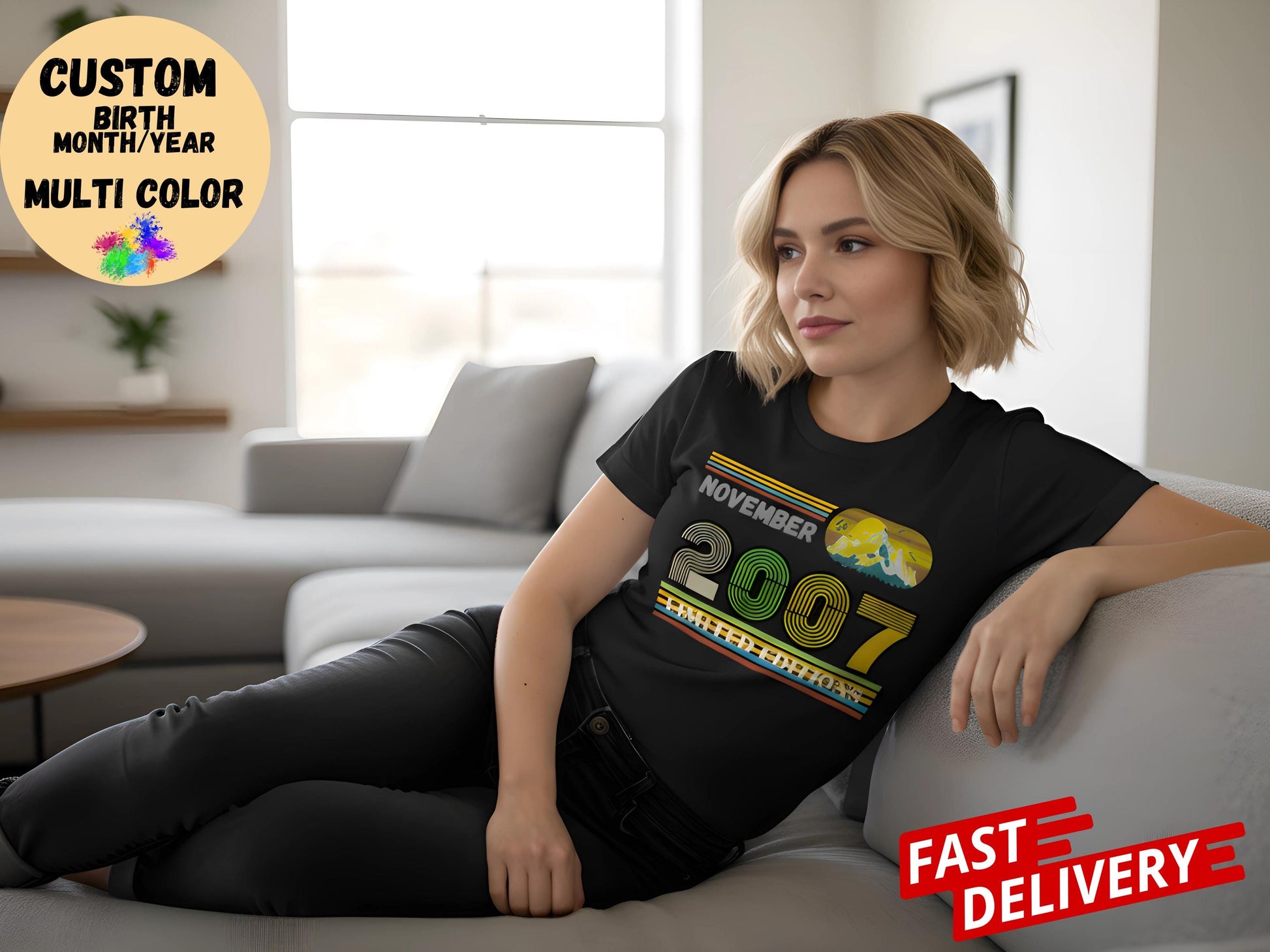 18th Birthday Retro Shirt, 2007 Birthday Sweatshirt Gift, 2007 Bday Year Number Hoodie for Women / Men, Birthday Tee For Daughter Or Son