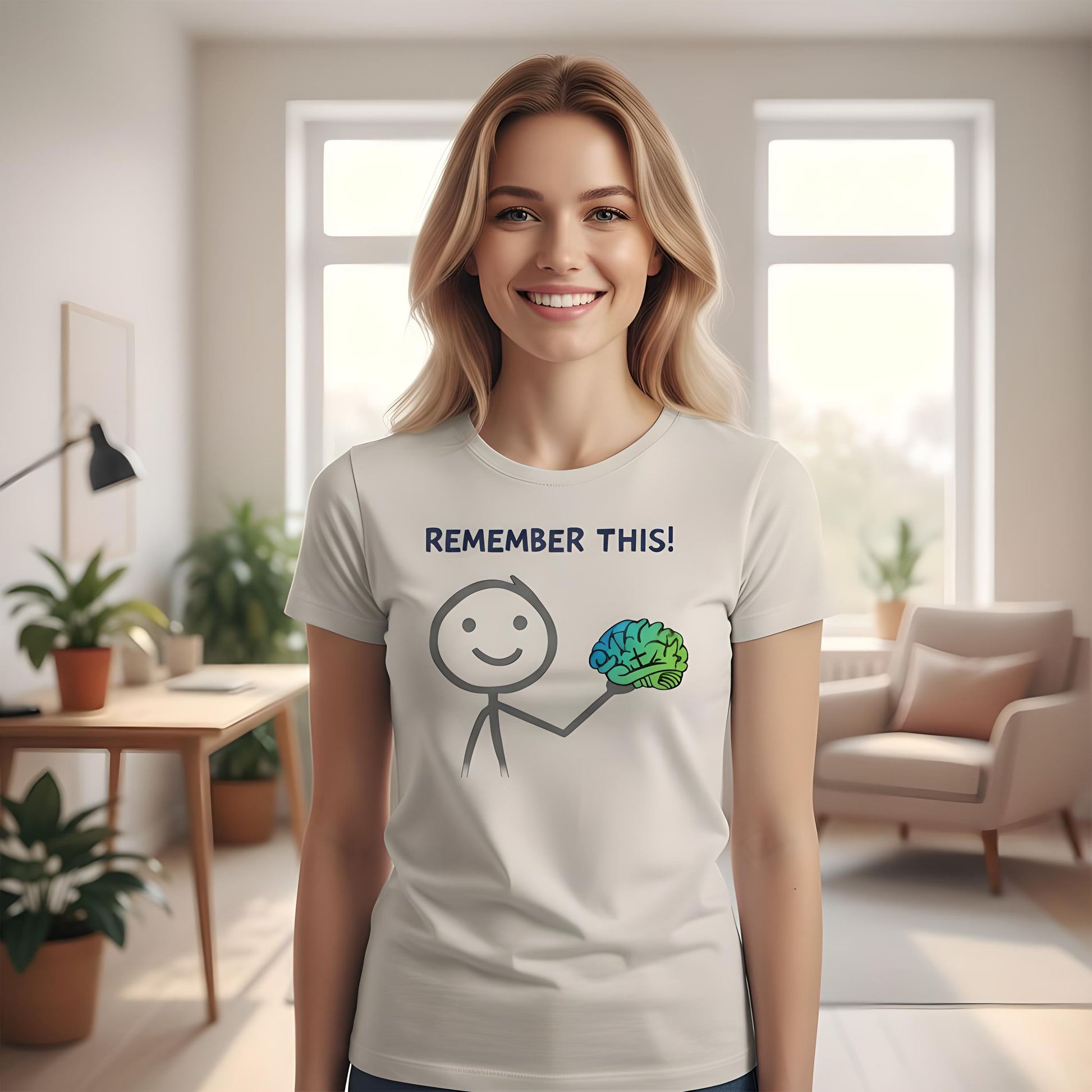 Funny Brain Cartoon T Shirt Remember This Red Graphic Tee Unisex Nerd Humor Casual Top Psychology Shirt Geek Gift Smart Tee For Him Her