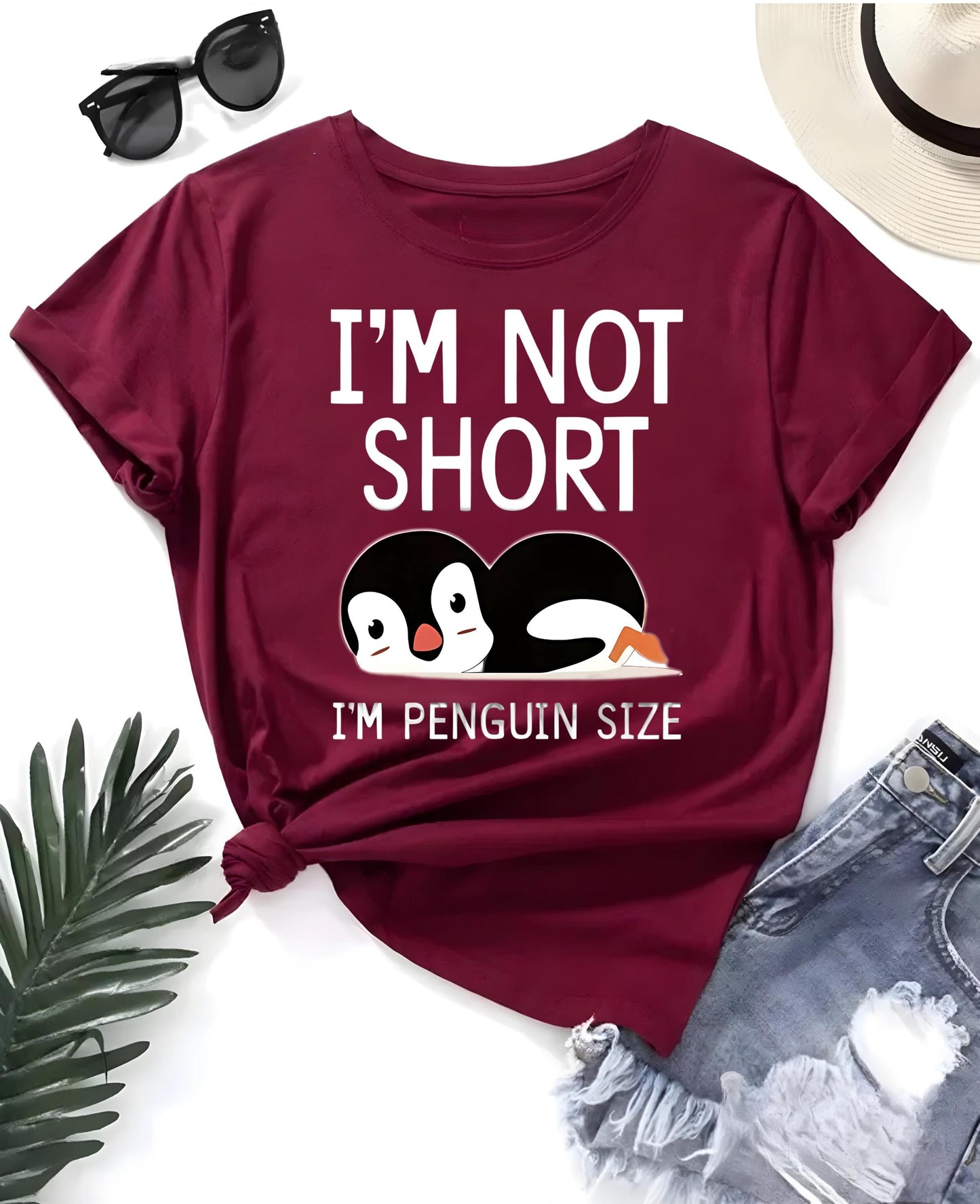 Im Not Short Penguin Size Funny T Shirt Cute Animal Cartoon Graphic Tee Unisex Humor Top Penguin Lover Shirt Nerd Geek Gift For Him Her
