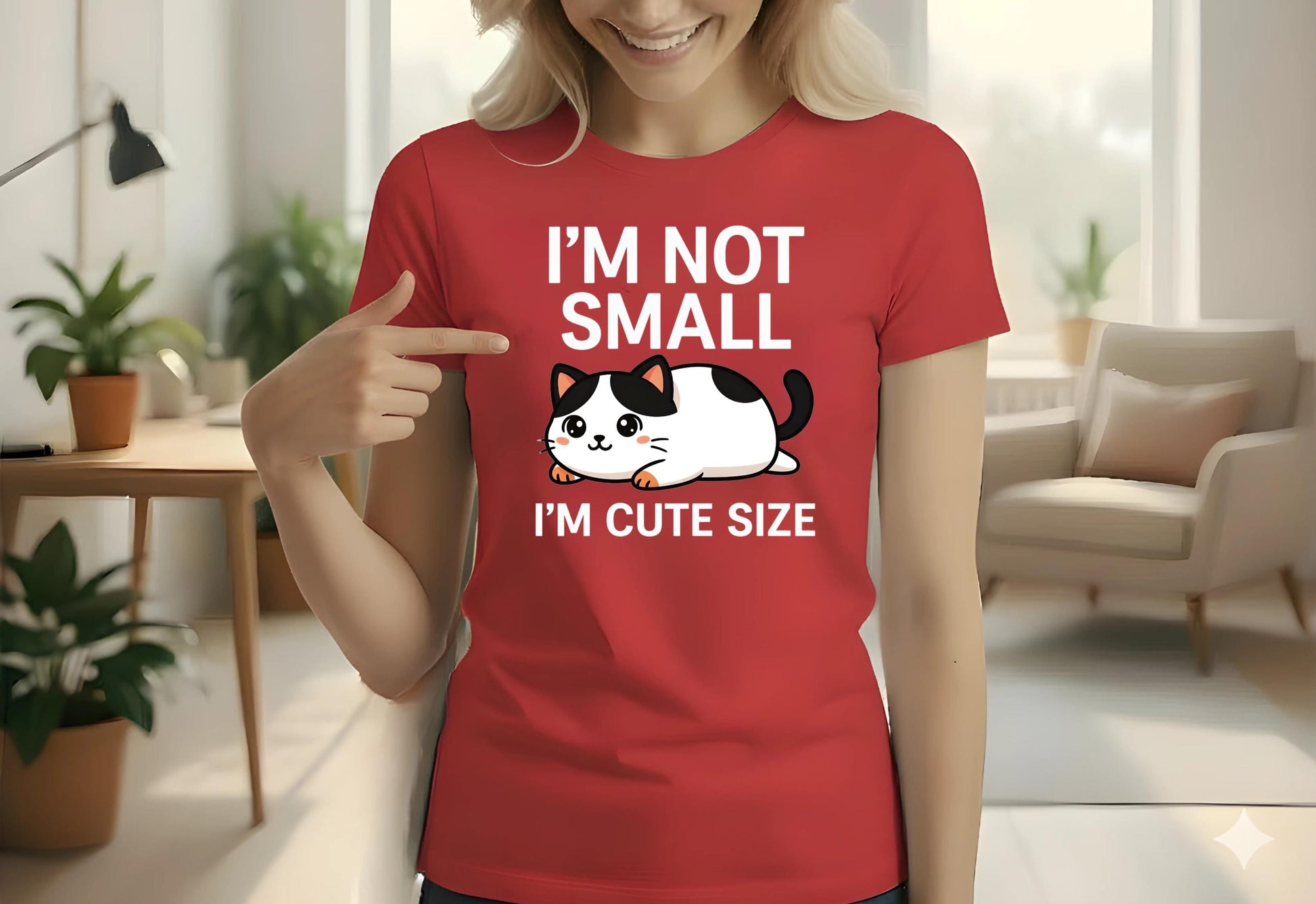 Funny Cat T Shirt Im Not Small Im Cute Size Cartoon Kitty Graphic Tee Unisex Casual Top Cat Lover Shirt Nerd Geek Style Gift For Him Her