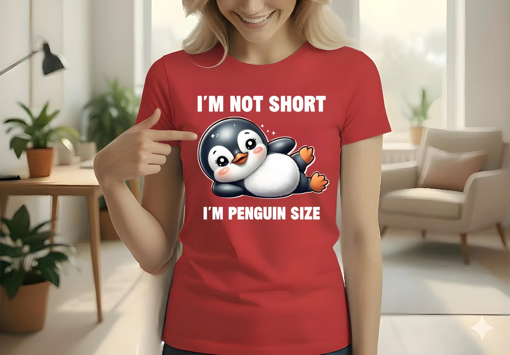 Funny Penguin T Shirt Bundle Im Not Short Im Penguin Size Red White Grey Cute Cartoon Animal Graphic Tees Unisex Humor Gift Set For Him Her