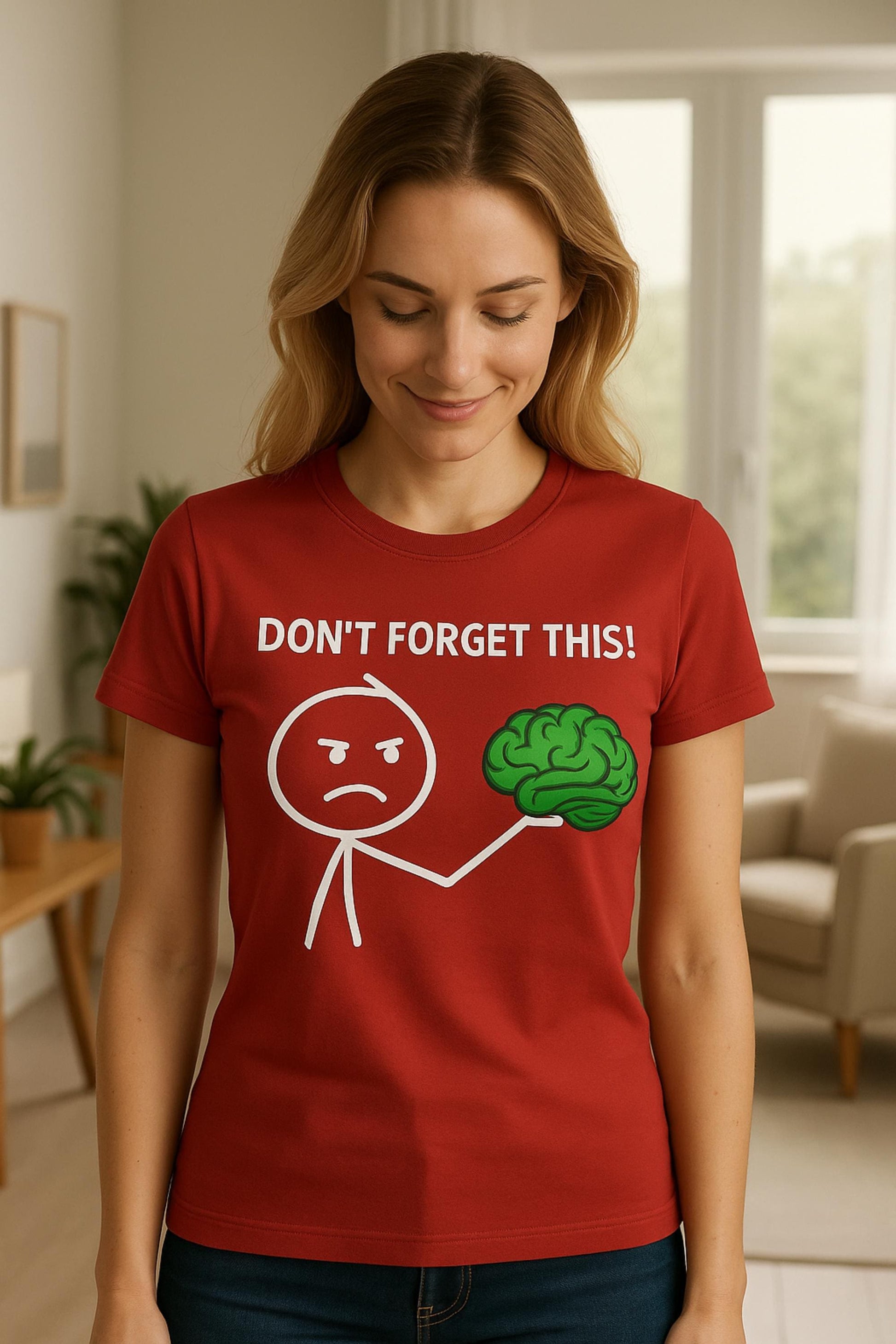 Dont Forget Funny Brain T Shirt Unisex Graphic Tee Stick Figure Cartoon Design Psychology Shirt Geek Nerd Top Smart Gift For Friends Him Her