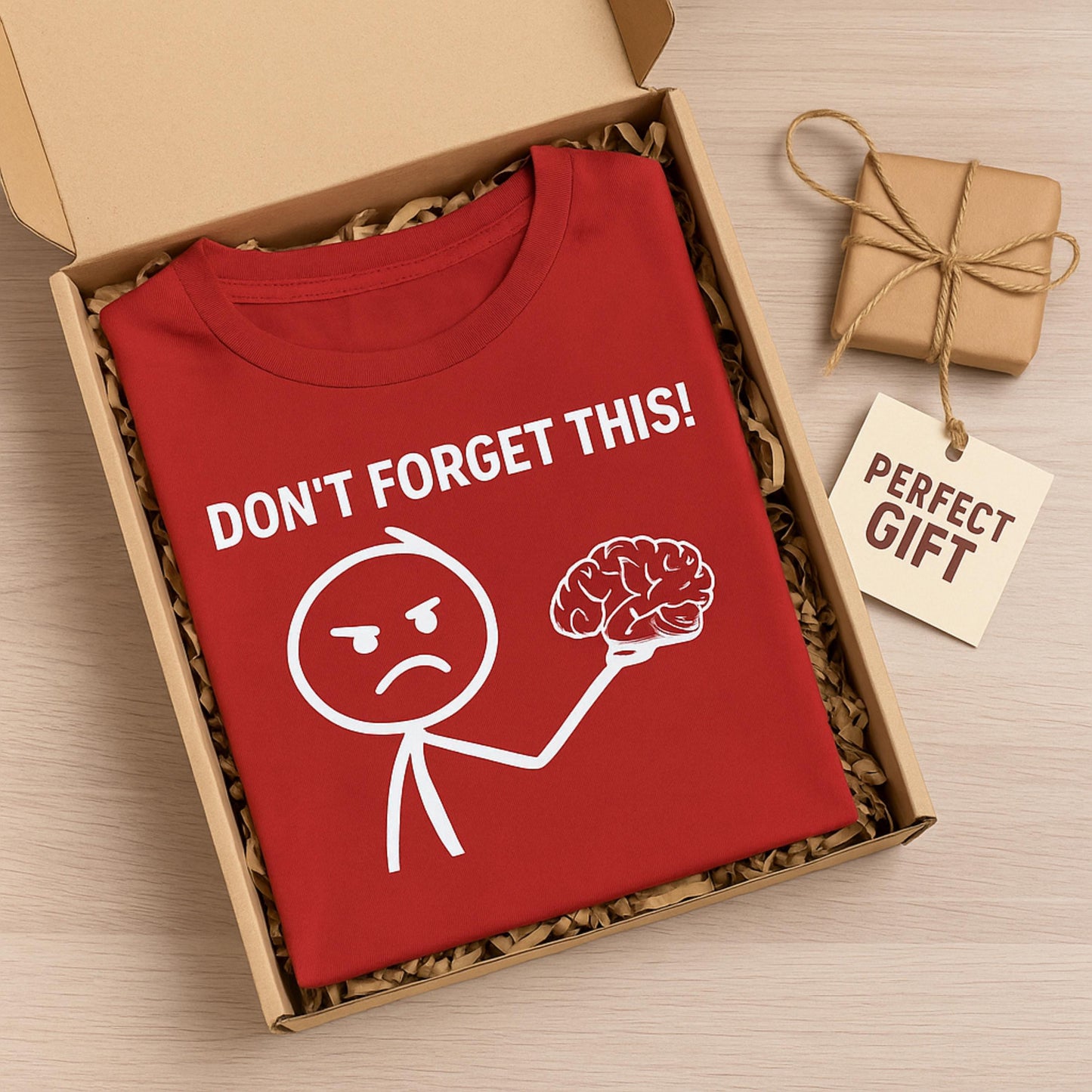 Dont Forget Funny Brain T Shirt Unisex Graphic Tee Stick Figure Cartoon Design Psychology Shirt Geek Nerd Top Smart Gift For Friends Him Her