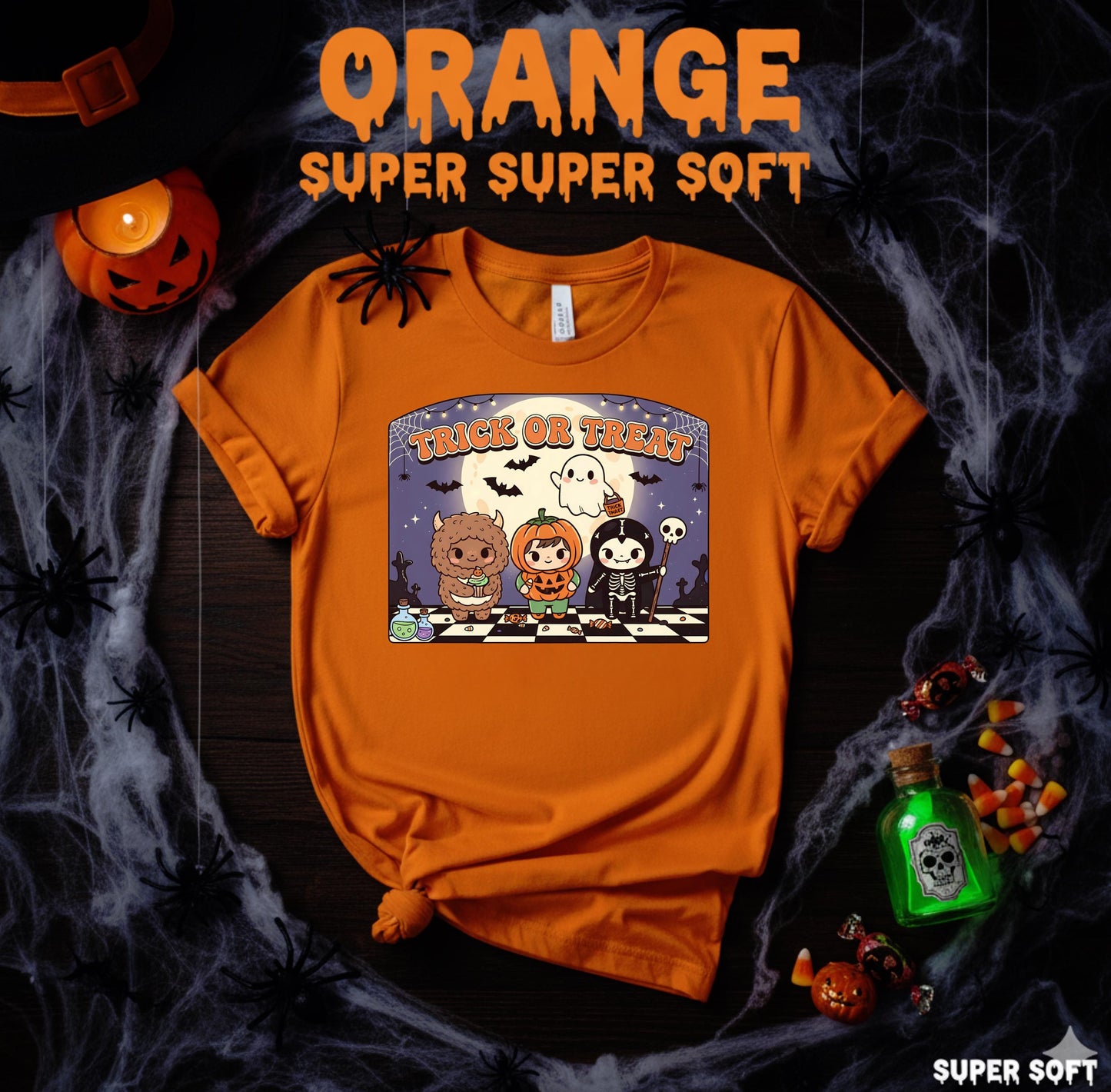 Kawaii Trick Or Treat T Shirt Cute Halloween Pumpkin Ghost Skeleton Monster Graphic Tee Unisex Spooky Labubu Shirt, Halloween,LaBubu Bunny