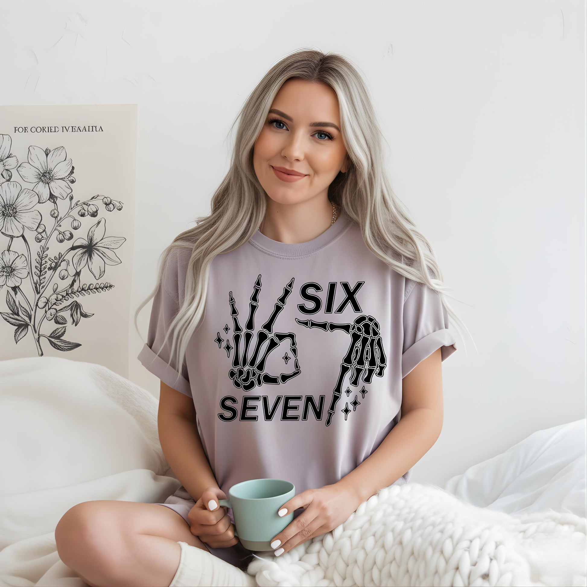 Comfort Colors® 6 7 Meme Shirt, Funny Skeleton Hands Tee, Halloween Couples Shirt, Trendy Shirt, Six Seven T-shirt, 67 Couples Tee