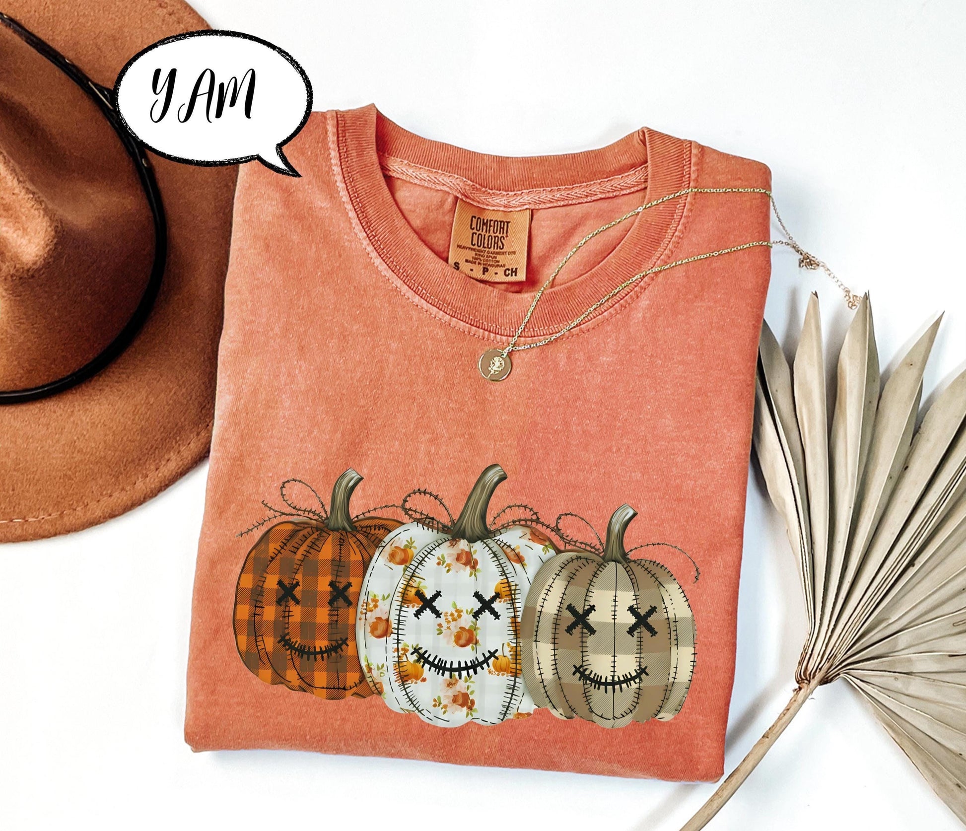 Fall Pumpkin T Shirt, Comfort Colors Autumn Tee, Thanksgiving Graphic Top, Cozy Vintage Cotton Shirt, Retro Checkered Pumpkin Outfit
