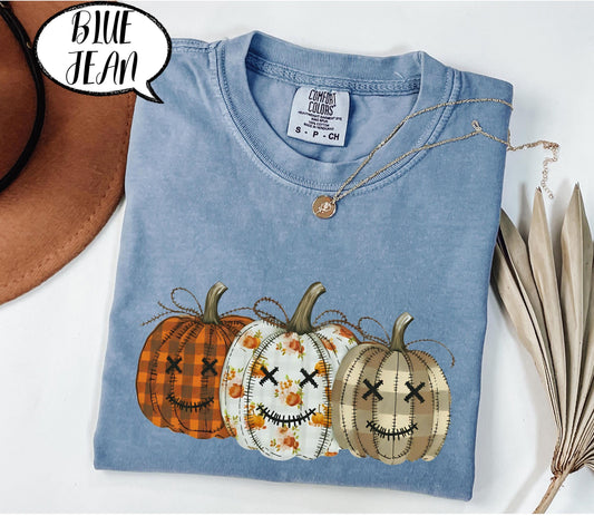 Comfort Colors® Pumpkin Shirt, Fall T Shirt, Autumn Thanksgiving Tee, Vintage Checkered Pumpkin Top, Cozy Cotton Outfit for Women Men