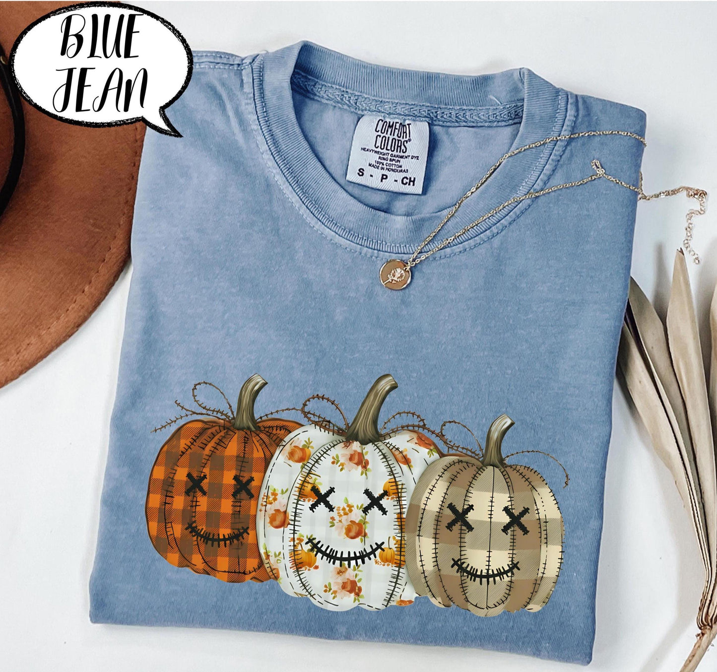 Comfort Colors® Fall Pumpkin T-Shirt, Autumn Fall Shirt, Thanksgiving Shirt, Pumpkins Shirt, Checkered Pumpkin Shirt