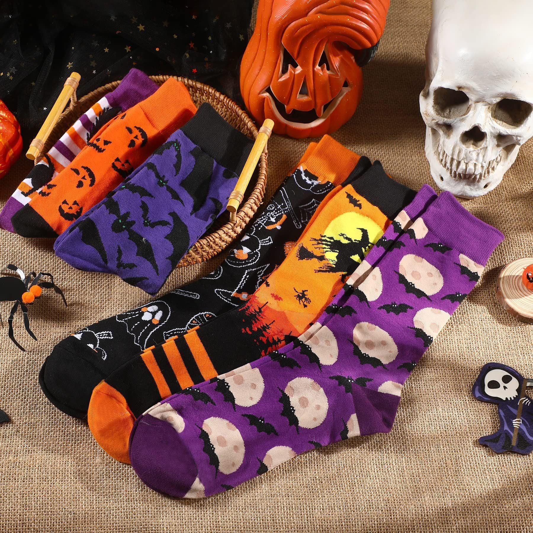 6 Pairs Halloween Christmas Socks For Men Women Girls Funny Xmas Socks Santa Claus Elk Cotton Sock Set-Cannot Be Listed On Amazon Platform