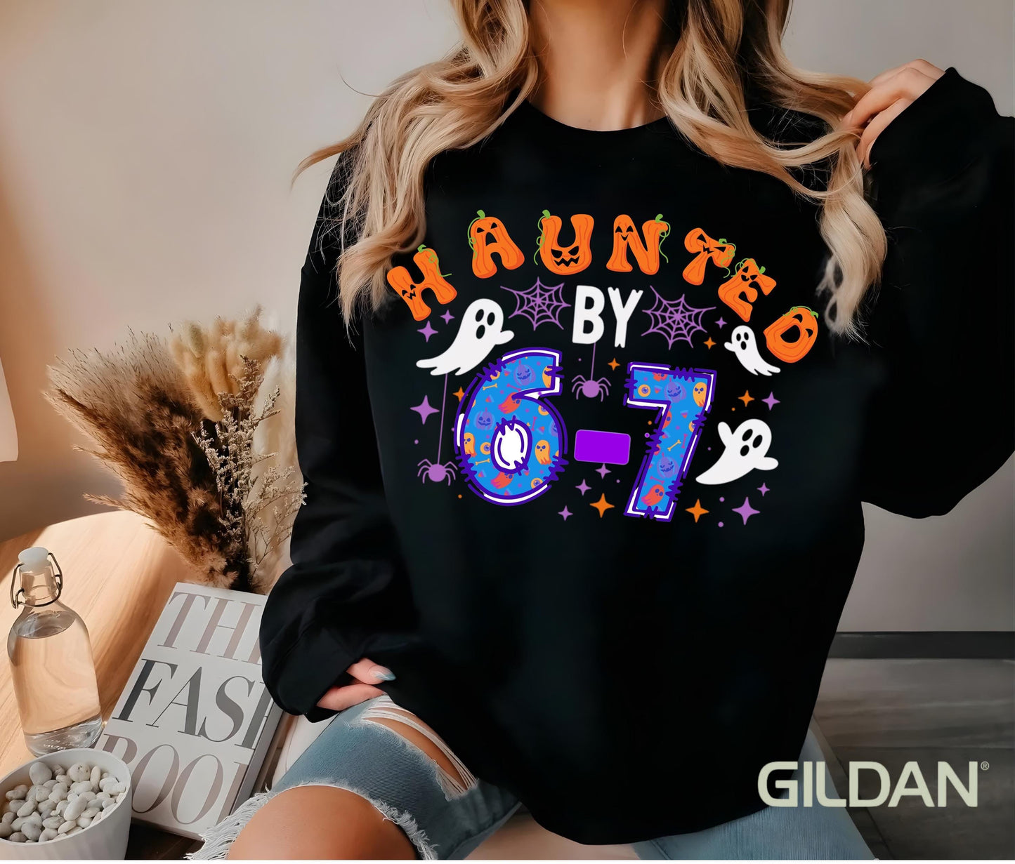 Haunted by 6 7 Halloween Unisex Shirt, Spooky Meme Tee, Viral TikTok Funny Phrase, Ghostly Internet Joke, Scary Social Media Trend,Six Seven