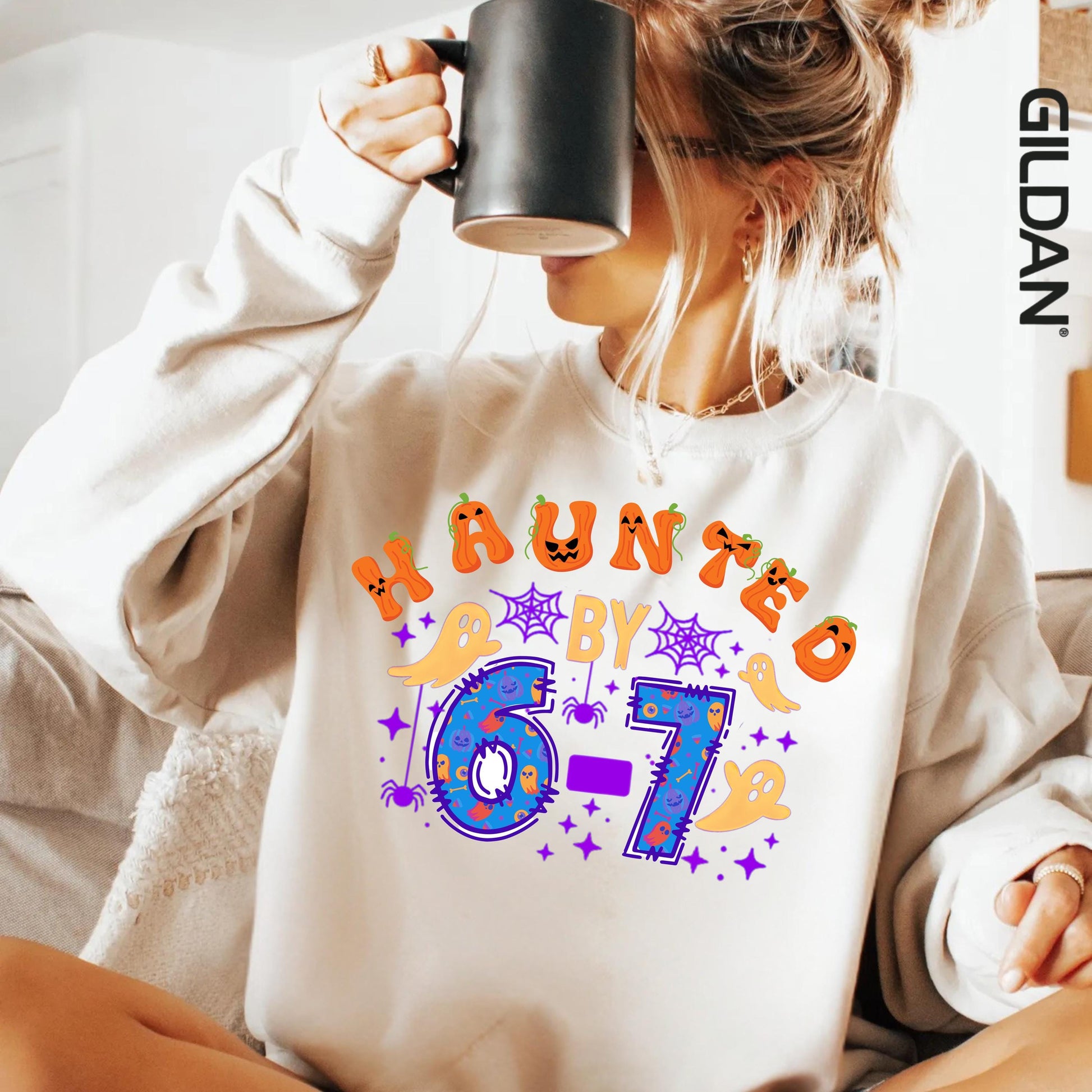 Haunted by 6 7 Halloween Unisex Shirt, Spooky Meme Tee, Viral TikTok Funny Phrase, Ghostly Internet Joke, Scary Social Media Trend,Six Seven