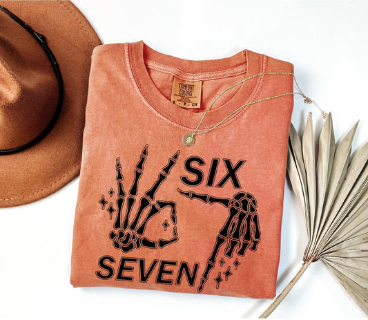 Comfort Colors 67 Meme Shirt, Skeleton shirt, couples halloween shirts, Trendy Shirt, Six Seven shirt, 67 shirts, haunted by 67 shirt