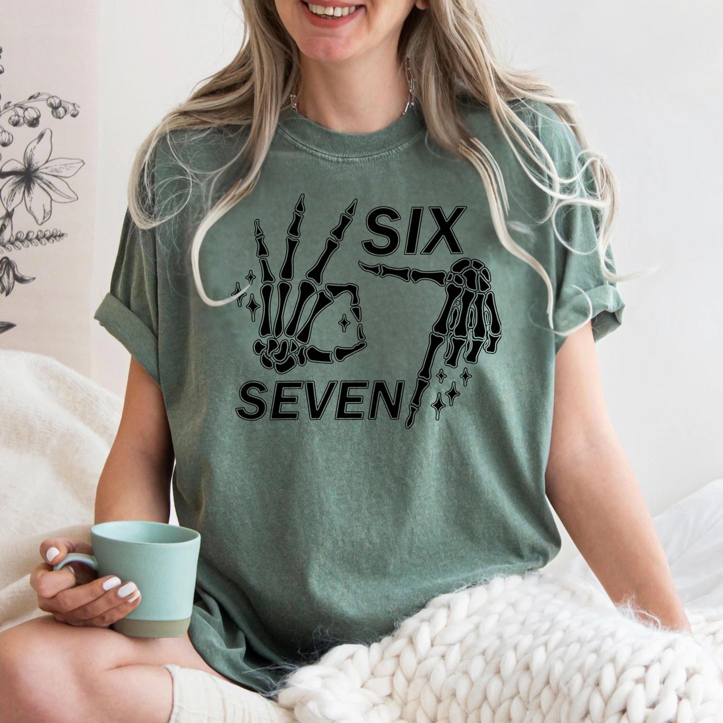 Comfort Colors® 6 7 Meme Shirt, Funny Skeleton Hands Tee, Halloween Couples Shirt, Trendy Shirt, Six Seven T-shirt, 67 Couples Tee